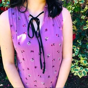 floral sleeveless mauve floral vintage top